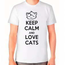 "Keep calm and Love Cats" T-krekls vīriešu ar sublimācijas apdruku